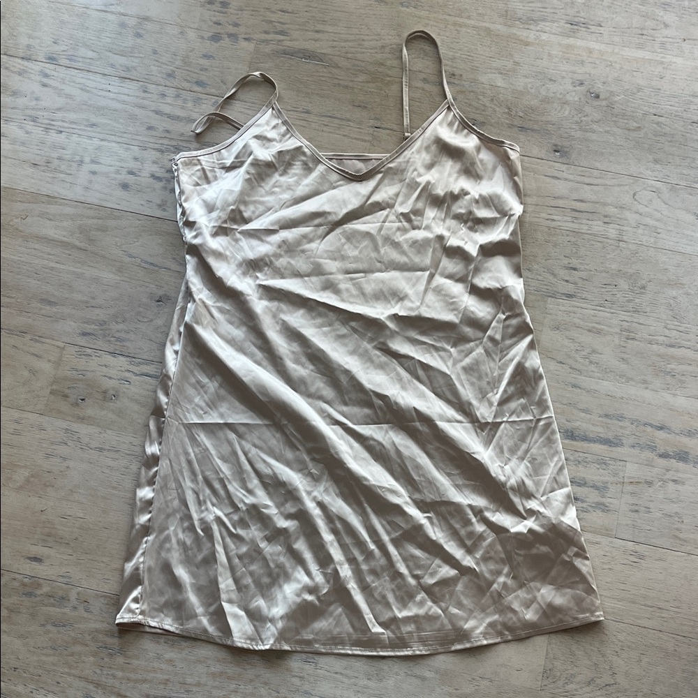 Silky Beige Slip Dress